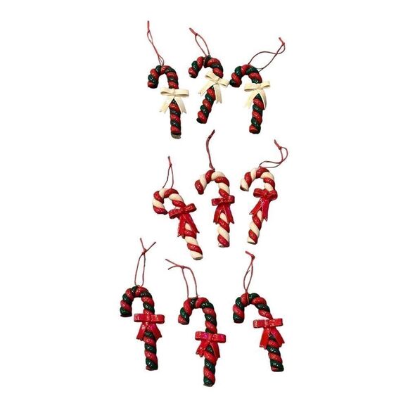 Vintage set Candy Cane With a Bow Christmas Ornament. - Picture 1 of 16